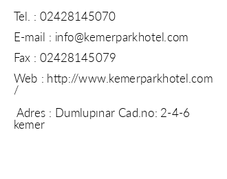 Kemer Park Hotel iletiim bilgileri